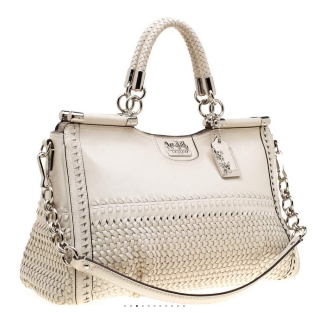 Coach style 19646 woven Madison Caroline Dowel top satchel